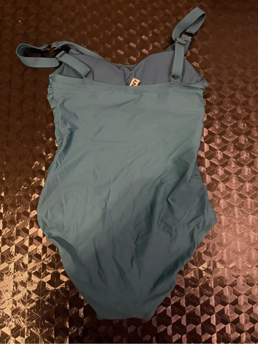 {DKNY} Teal One-Piece Swimsuit Bathing Suit with Ring-Strap Detail - Picture 5 of 9